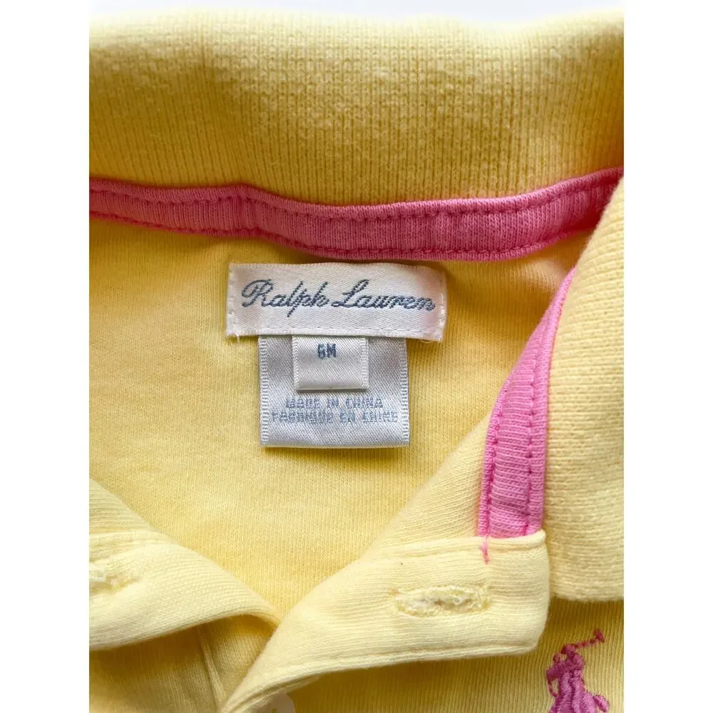 Baby Gir'ls Ralph Lauren Yellow Ruffle Polo Dress Size 6 mo.